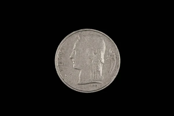 Close Image Old Silver One Belgian Franc Coin Shot Close — Stock Photo, Image