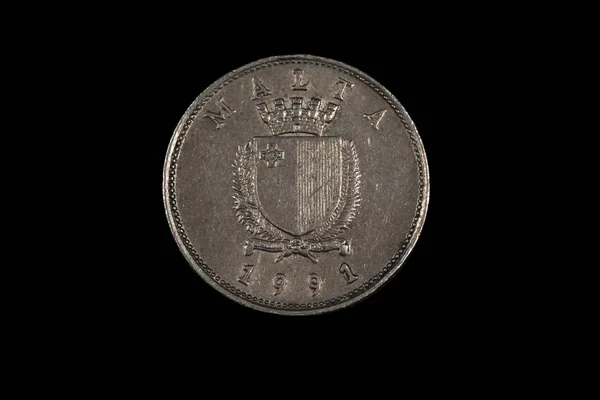 Una Imagen Cerca Una Antigua Moneda Maltesa Veinticinco Centavos Grabada —  Fotos de Stock