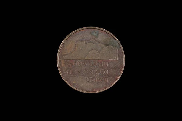 Old Five Cent Coin Netherlands Shot Close Macro Black Background — Stockfoto