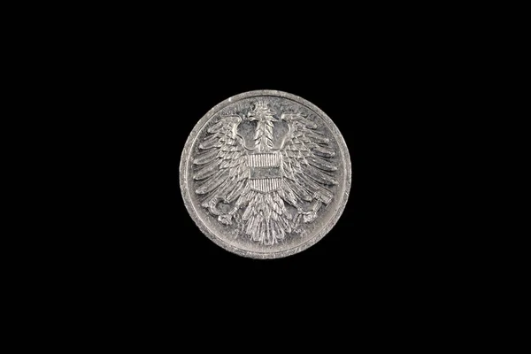 Close Macro Image Silver Austrian Two Pfennig Coin Isolated Solid — Stockfoto