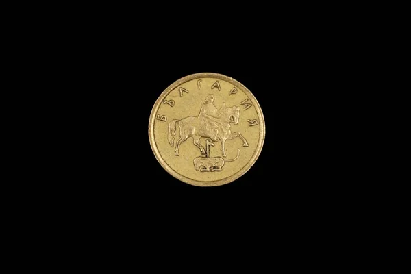 Close Image Gold One Stotinki Coin Bulgaria Shot Macro Solid — Stockfoto