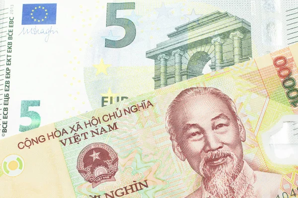 Een Kleurrijk Tienduizend Dong Biljet Uit Vietnam Close Macro Met — Stockfoto