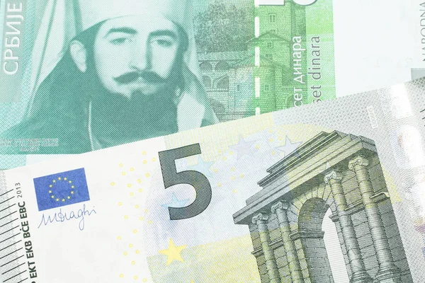 Billet Banque Vingt Dinars Serbes Fermé Macro Avec Billet Banque — Photo
