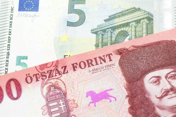 Kırmızı Yüz Macar Forint Banknotunun Yakın Plan Görüntüsü Kapanışı Almanya — Stok fotoğraf
