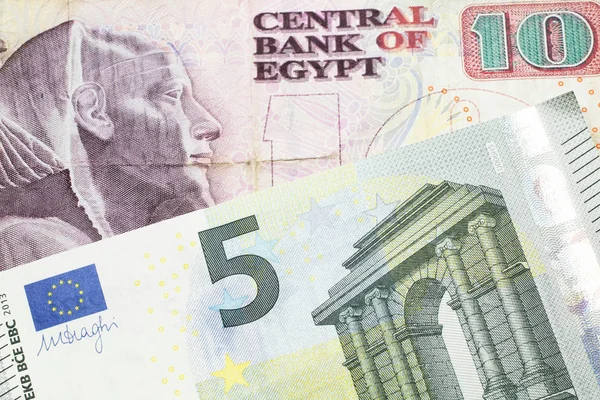 Egy Tíz Egyiptomi Fontos Kék Zöld Színű Eurós Bankjegy Franciaországból — Stock Fotó