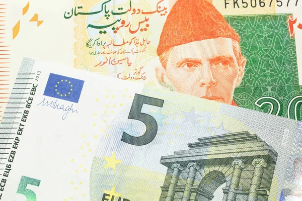 Billete Banco Rupias Paquistaníes Color Naranja Verde Con Billete Banco — Foto de Stock