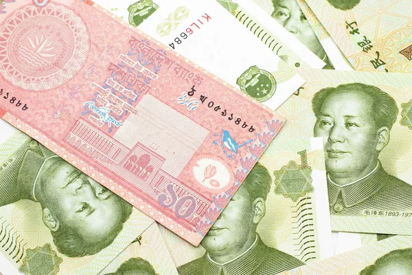 Close Image Red Ten Taka Bank Note Bangladesh Bed Chinese — Stock Photo, Image