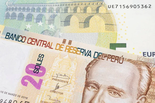 Pastel Colored Twenty Peruvian Sol Bank Note Close Macro Red — 스톡 사진