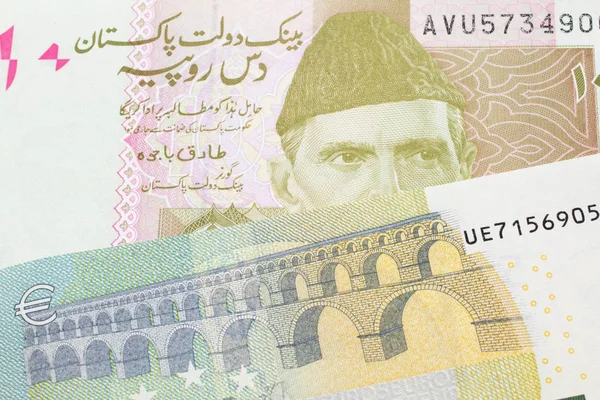 Billete Banco Diez Rupias Pakistaní Gris Con Billete Banco Cinco — Foto de Stock