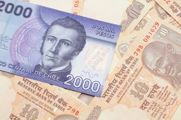 Une Image Rapprochée Billet Banque Violet Deux Mille Pesos Chili — Photo