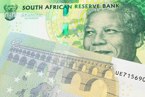 Green Ten Rand Note South Africa Close Macro Colorful Five ストックフォト