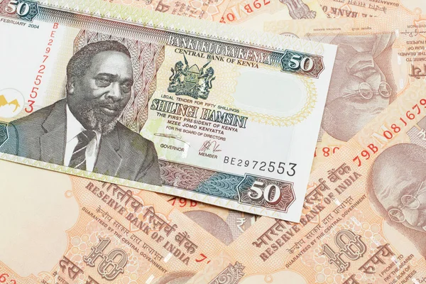 Een Close Afbeelding Van Een Vijftig Keniaanse Shilling Bankbiljet Macro — Stockfoto