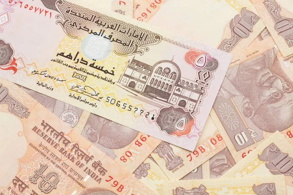 Una Imagen Cerca Billete Cinco Dirham Los Emiratos Árabes Unidos — Foto de Stock