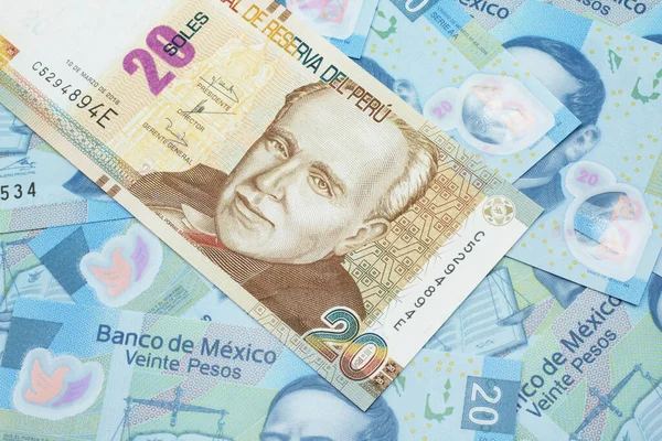 Зображення Нового Перуанського Банкноти Номіналом Двадцять Солів Макрофонді — стокове фото
