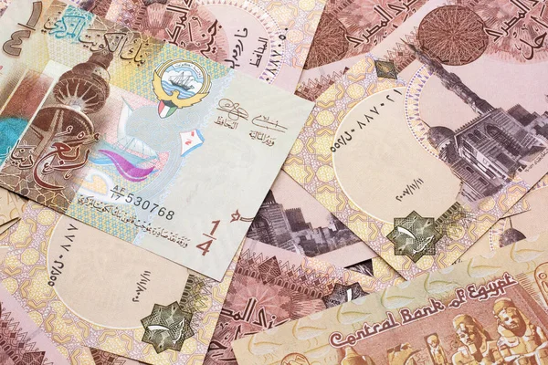 Colorido Billete Banco Cuarto Dinar Kuwait Cerca Macro Con Billetes — Foto de Stock