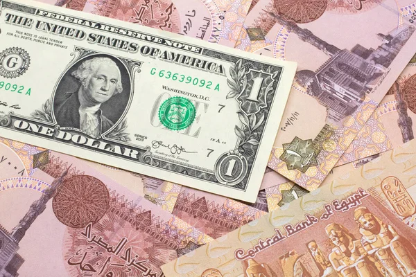 Bir Amerikan Banknotunun Yakın Plan Görüntüsü Mısır Banknotları Makroda Pound — Stok fotoğraf