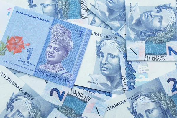 Eine Nahaufnahme Einer Blauen Malaysischen Ringgit Banknote Auf Einem Bett — Stockfoto