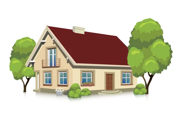 Ilustración vectorial de visualizar una casa - edificio aislado — Vector de stock
