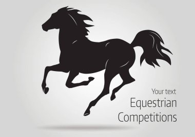 silhouette of black running horse - vector illustration  clipart