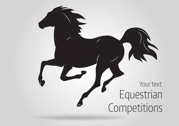 Silhouette de cheval de course noir - illustration vectorielle — Image vectorielle