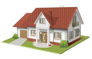 Vektör çizim klasik ev 3d 