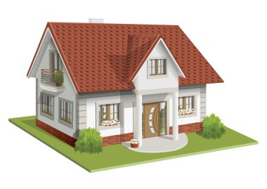 Vektör çizim klasik ev 3d 