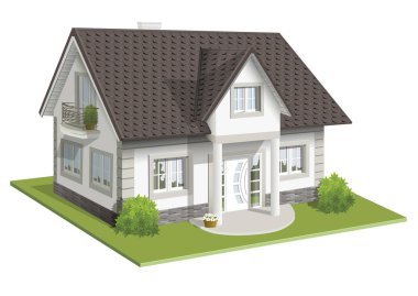 Vektör çizim klasik ev 3d 