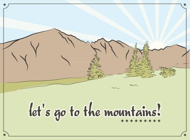 Dağlar manzara Retro vektör çizim