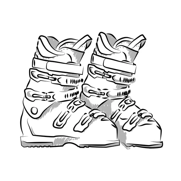 Vector hand drawn icon winter objects: ski-boots — Stock Vector