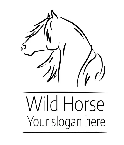 Hand drawn vector illustration of wild horse head — Stock Vector