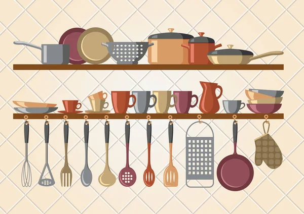 Retro mutfak rafları ve mutfak aletleri 