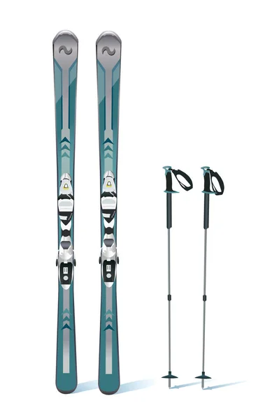 Kayak ve sopa - kış cihazları - vektör çizim