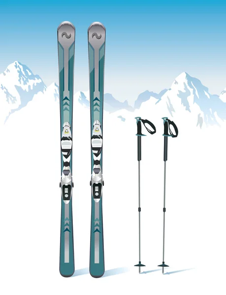 Ski and sticks - winter equipment - vector illustration — Stock Vector