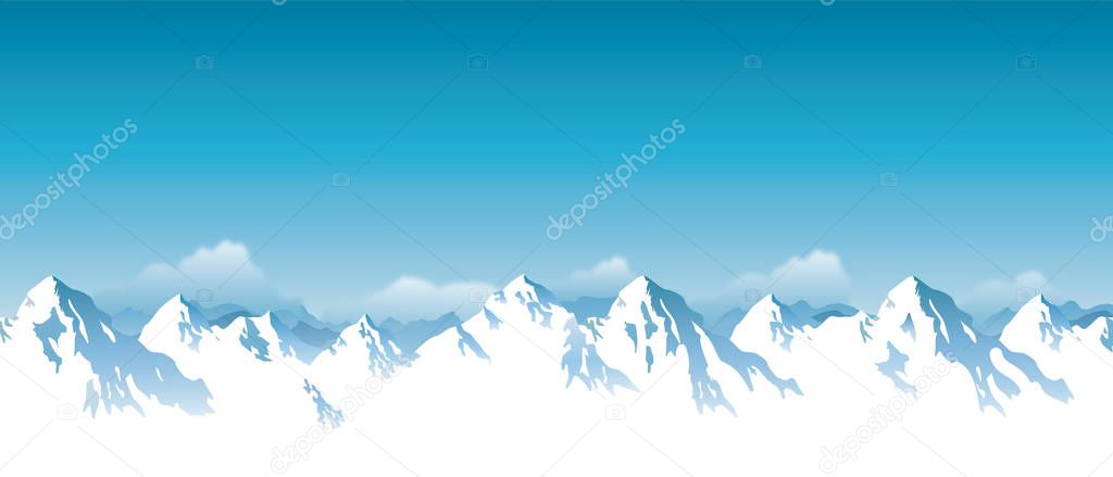 Vector illustration of snowy Himalaya mountains