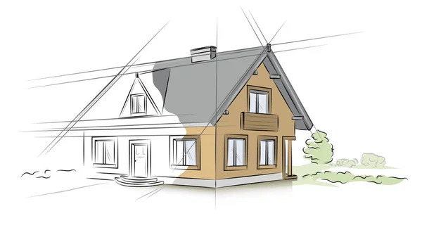 Doğrusal mimari taslak ayrılmış ev 