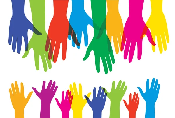 Yetişkin el ve çocuk küçük eller - illüstrasyon vektör yardım 