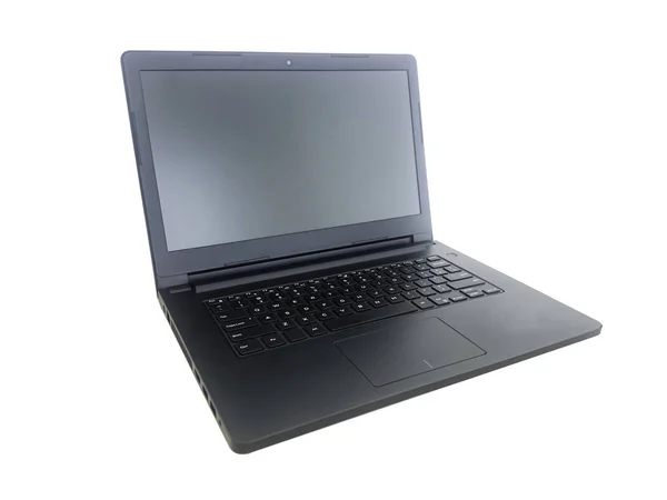 Moderner Laptop (schwarze Farbe) ist auf weißem Hintergrund isoliert — Stockfoto