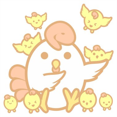 sevimli tavuk arka plan illüstrasyon