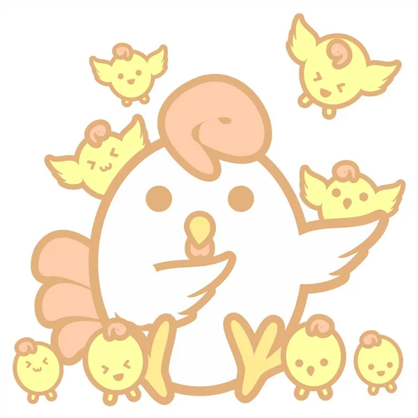 Cute chicken background illustration — Stock Photo, Image