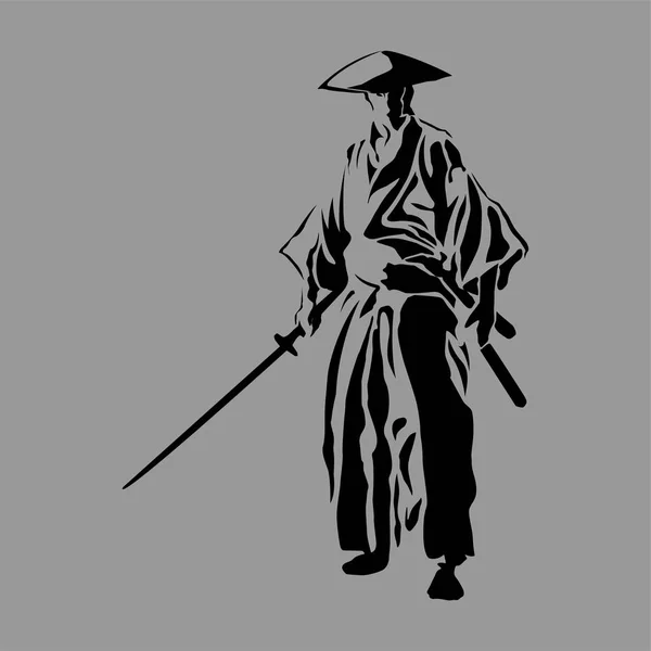 Samuray savaşçı siluet — Stok fotoğraf
