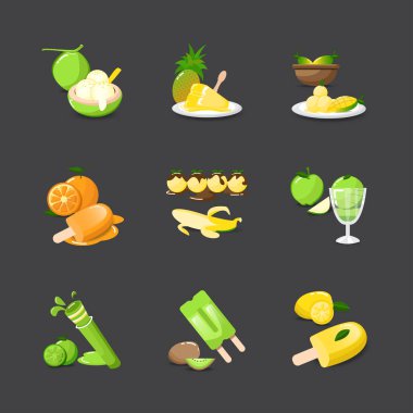 Gri arka planda meyveli dondurma..