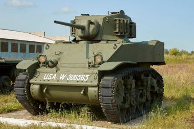 Moscow Region, Rusya Federasyonu - 30 Temmuz 2006: M3 Stuart, tankı M3 Hafif resmen, İkinci Dünya Savaşı, Tank Müzesi, Kubinka Moskova yakınlarındaki bir Amerikan hafif tank olduğunu