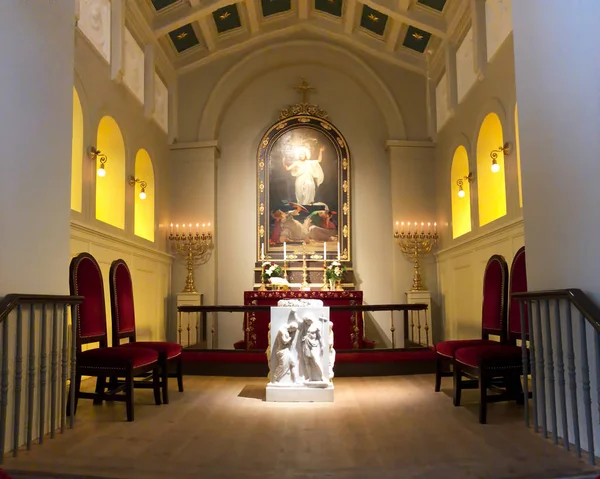 Reykjavik, Iceland - July 02, 2018: Domkirkjan - Reykjavik Lutheran Cathedral, inside view. Domkirkjan was the first officially endorsed by the Lutheran Church of Iceland. — Stock Photo, Image