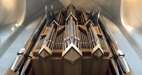 Reykjavik Islande Juillet 2018 Tuyaux Orgue Dans Église Hallgrimskirkja Vue — Photo