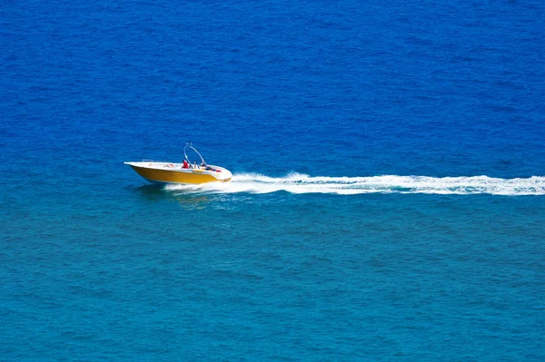 Vista Aérea Barco Parapente Mar Imagen de archivo