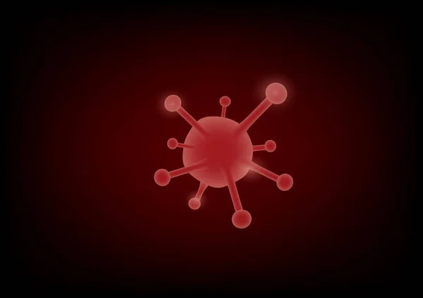 Vector Virus Corona Color Rojo Sobre Fondo Negro Con Espacio — Vector de stock