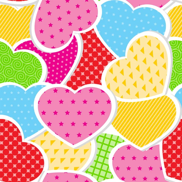 Vector Seamless Pattern Bright Hearts Perfect Greeting Cards Wallpapers Gift — Stock Vector