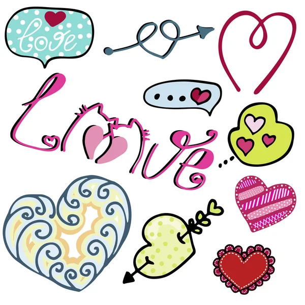 Kalplerin vektör illüstrasyonu. Sevgililer Günü için elementler. Hediye ve kağıt ürünleri için ideal.