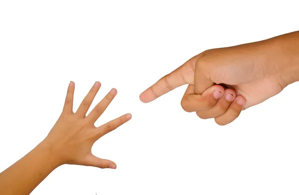 Poängen Med Barn Finger Vit Bakgrund — Stockfoto