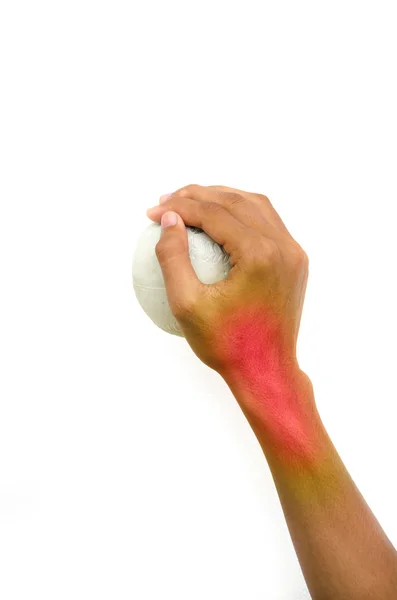 Ręka do połowu piłkę z czerwonym bólem — Zdjęcie stockowe